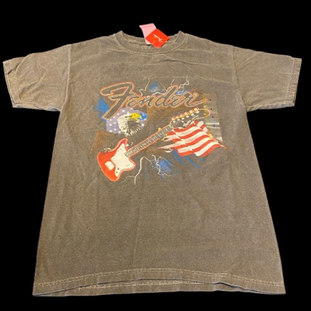 🆕 Fender Genuine Distressed USA Patriotic Eagle Tee T-Shirt Unisex